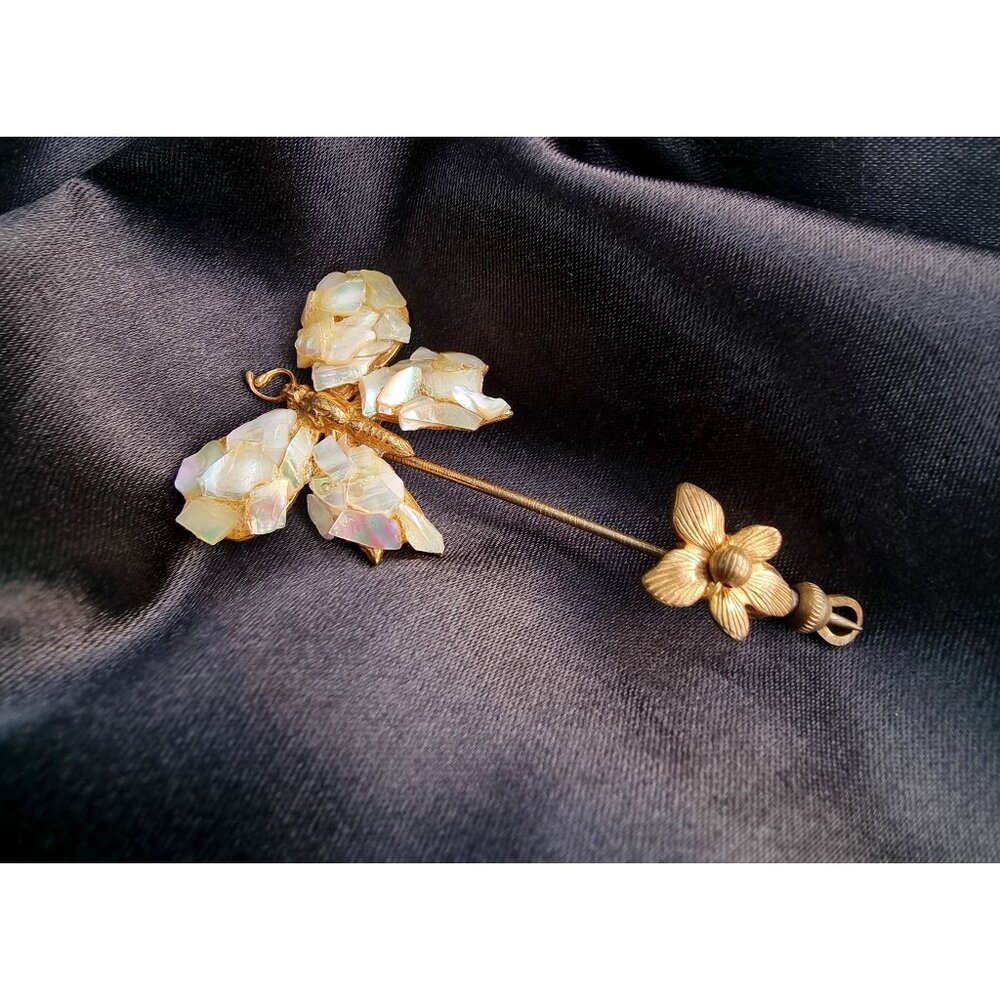 Rare Find Vintage 1930s MIRIAM HASKELL Unsigned Butterfly Stick Hat Pin